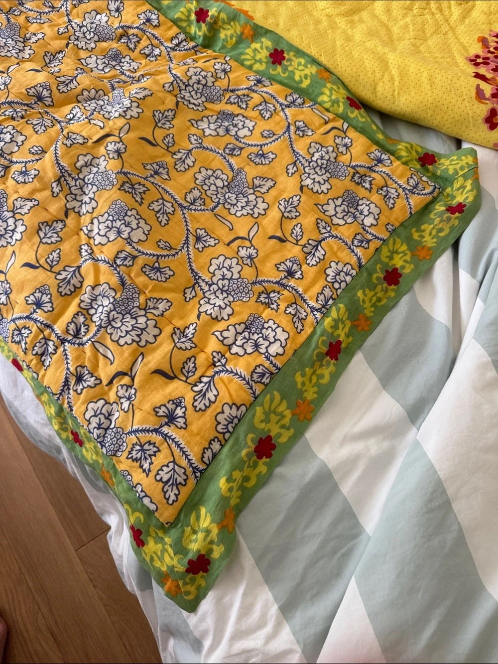 Anthropologie twin patchwork reversible quilt set. 4 pieces. Discontinued set.